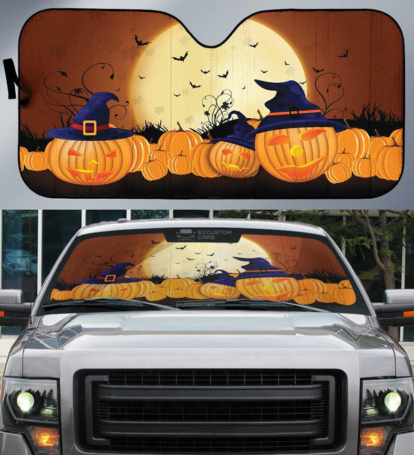 Halloween Car Accessories Custom Car Windshield Sun Shade Halloween Witch Pumpkins - EzCustomcar - 1