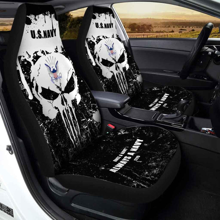 United States Navy Car Seat Covers Custom Grunge Skull - Customforcars - 3